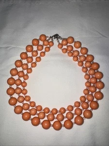 Vintage orange creme abgestuft mehrere Strang Lagenlook Plexiglas Perlen Latz Halskette - Bild 1 von 5