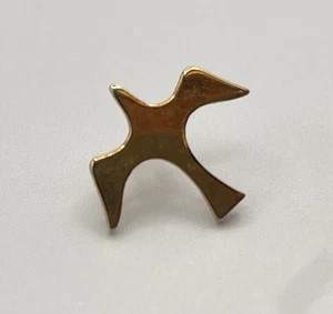 Vintage goldfarbene Heilige Geist Taube Anstecknadel minimalistisches fliegender Vogel Design - Bild 1 von 11