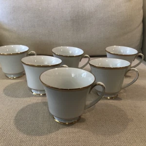 Noritake Contemporary China Footed Cups White/Gold Trim T - Picture 1 of 24