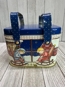 Vintage The Tin Box Company Coleccionable Navidad Niños Durmiendo Bajo Estrellas - Imagen 1 de 8