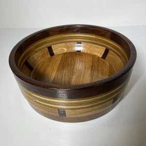 Hardwood 8.5” X 3” Depth With Accent Ring Walnut And Oak Salad -Serving - Picture 1 of 7