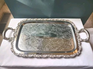 Oneida EE. UU. Placa Plateada Bandeja Grande Sello Con Mango 24" De Colección - Imagen 1 de 14