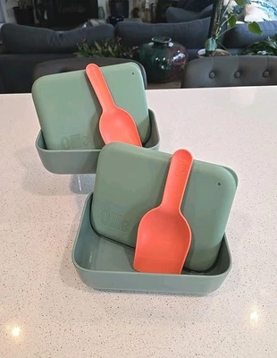 Set Of 2 Ollie Puptainer Dog Food Storage Containers & Lids w/ Scoops Green - Image 1 of 4
