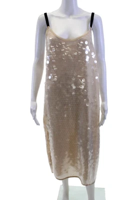 Vestido sin mangas beige sin mangas a media pantorrilla años 90 talla S de Zara para mujer Foto 1 de 4