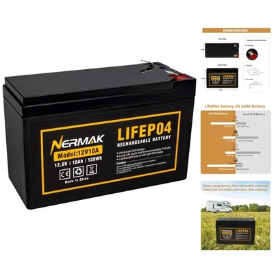 Lightweight 12V 10Ah Lithium Iron Phosphate Battery for Safety & Performance - Image 1 of 4