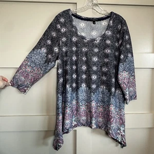 Maglia Mosaico Signature Studio Boho Manica 3/4 Taglie Forti 1X Leggera - Foto 1 di 9