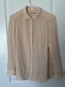 Outerknown Bio Baumwolle Gaze Shirt S Pfirsich Rosa Button Down Bluse Boho Strand - Bild 1 von 9