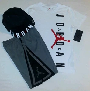Jordan Boys Youth 3pc Short Set With Cap- Small - Picture 1 of 5