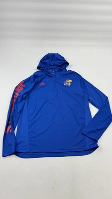 Kansas Jayhawks Shirt Mens Large Blue NCAA Basketball Adidas Climalite Hoodie - Image 1 of 4