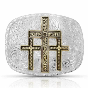 Montana Silversmiths Two-Tone Triple Cross Buckle - Picture 1 of 2