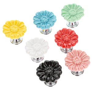 Chrysanthemum Shape Door Knobs Cabinet Handles Cupboard Drawer Pulls Single-hole - Picture 1 of 14