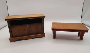 Juego de 2 muebles vintage de salón de por vida para sala de estar de madera casa de muñecas 1:12 - Imagen 1 de 8
