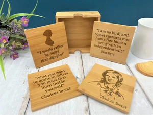 Charlotte Bronte Jane Eyre Quotes Book Mug Coaster Set New Home Décor Gift - Picture 1 of 4