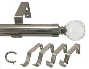 3m 4,5m 6m 7,5m Ext lang 28mm gebürstetes Chrom zweifach faltbare Tür Kristall Vorhangstange  - Bild 1 von 1