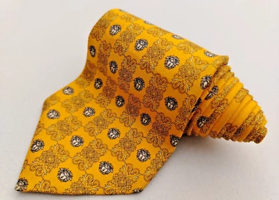 Corbata Gianni Versace Jacquard Diseñador Seda Patrón Medusa Paisley Corbata Dorada Foto 1 de 4