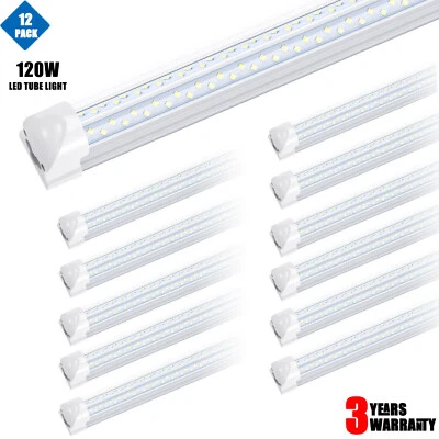 Paquete de 12 lámparas LED de tubo de 8 pies 120 W T8 luces LED para tienda almacén garaje Foto 1 de 4