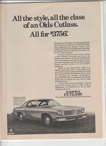 Anuncio original de la revista Oldsmobile Cutlass 1975 "Todo el estilo, toda la clase" - Imagen 1 de 1