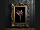 Gothic Key and Flowers Print | Victorian Inspired | Gothic Print | Bedroom Decor