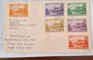 Norfolk Islands 1947 FDC To Egypt; Six Values Ref Jun2024 - Picture 1 of 2