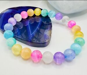 Multi Coloured Selenite Bead Bracelet - Clarity, Inner Peace Removing Negativity