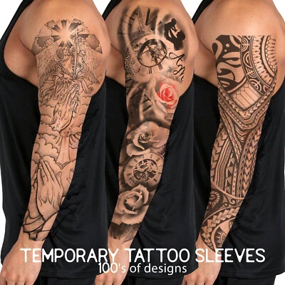 DELUSION TATTOOS Temporary Tattoo Sleeve Full Arm Waterproof Transfer Realistic Sticker Halloween