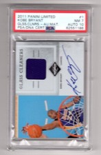 Kobe Bryant Panini Limited Glass Cleaners Jersey Auto #/49 PSA 7 Auto 10