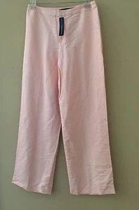 Linda Allard Ellen Tracy Peach Viscose Linen Silk Blend Wide Leg Pant 6 - Picture 1 of 2