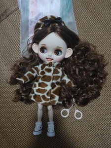 12" Blythe doll matte face makeup Smiley lips joint body brown hair big ears - Bild 1 von 1