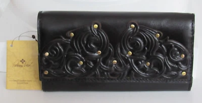 Patricia Nash Filigrana Terresa Cuero Genuino RFID Cartera Grande Negra Nueva con Etiquetas $119 Foto 1 de 4
