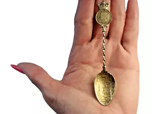 1893 Montreal Canadian Sterling Silver Souvenir Spoon Five Cent Victoria Coin - Picture 1 of 24