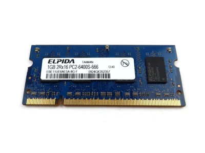 ELPIDA 1GB PC2-6400 DDR2-800MHZ 200-PIN LAPTOP MEMORY MODULE EBE11UE6AESA-8G-F - Image 1 of 2