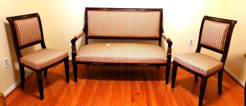 Napoleonic Empire period mahogany sofa with 2 matching chairs Cover