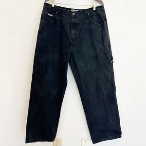 Brooklyn Xpress Jeans Men 38 Black Slouchy Baggy Denim Wide Leg Pants Streetwear - Picture 1 of 15