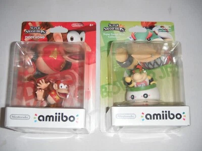 Nintendo amiibo Diddy Kong & Bowser Jr Super Smash Bros Лот из 2 Фигурок Новый - Изображение 1 из 4