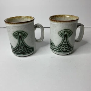 Rare Duncan Ceramics Scotland Coffee Mug Celtic Inspired Set Of Two *READ* - Picture 1 of 6