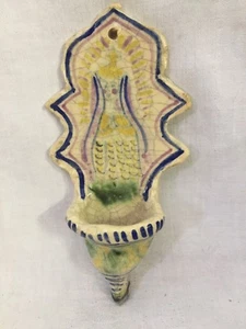 Primitive Faiance Holy Water Holder with Saint ~ RL4 - Picture 1 of 5