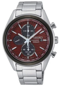 Seiko Solar Voor Heren | Roestvrijstalen Armband | Rode Chronograaf SSC771P1 - Picture 1 of 1