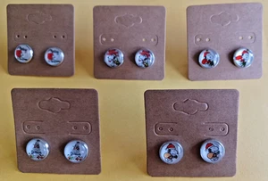 Snoopy Christmas 12 mm cabachon post earrings lot 1 - Picture 1 of 7