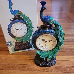 Peacock Table Clock Exclusively for Cracker Barrel New In Box - Picture 1 of 8