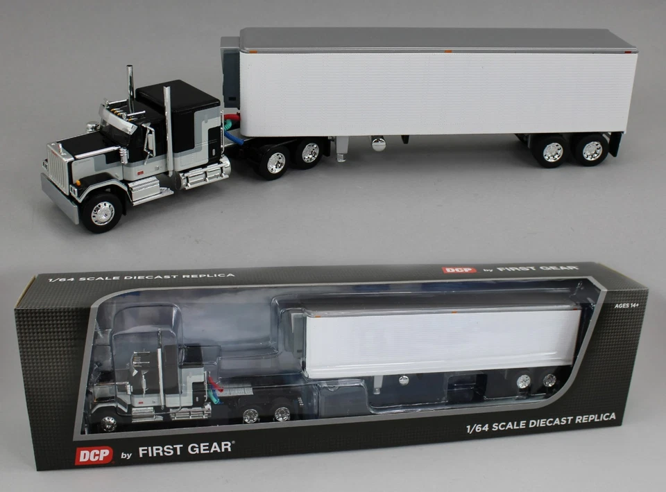 2025 DCP 1:64 *BLACK & WHITE* GMC General 60" Flattop w/Vintage Reefer Trailer - Image 1 of 4