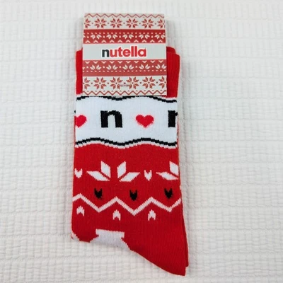 Nuevos Calcetines Nutella Novedad Corazones de Amor Navidad 8-10 39-42 Unisex Rojo Blanco Nuevos con Etiquetas Foto 1 de 4