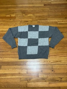 Maglione uomo Neiman Marcus Argyle 100% cashmere taglia large grigio check pullover - Foto 1 di 5