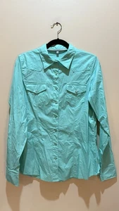Cinch Shirt Womens XL Turquoise Pearl Snap Western Cowboy Long Sleeve - Picture 1 of 9