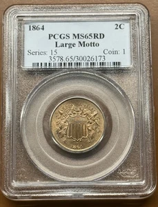 1864 Two Cent Piece Copper PCGS MS 65 RD MS65RD Coin Two Cents 2c 2 Cent - Picture 1 of 3