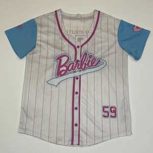 Barbie maglia baseball donna piccola con bottoni rosa gessato Malibu atletica - Foto 1 di 16