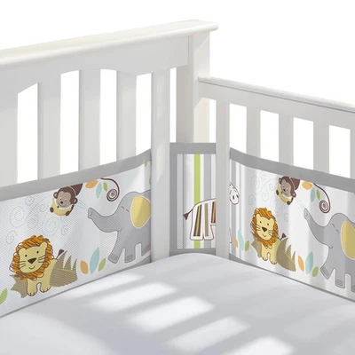 Breathable Mesh Liner for Full-Size Cribs, Classic 3mm Mesh, Safari Fun Too (... - Image 1 of 4
