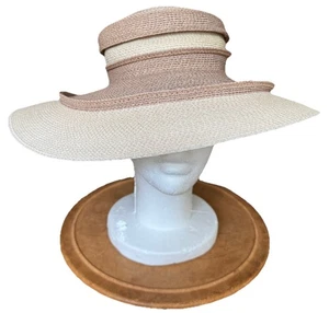 Patricia Underwood New York Beige Brown Woven Brim Hat, Size M - Picture 1 of 7