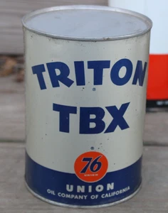 OLIO MOTORE COMPLETO ~ epoca anni '50 UNION 76 TBX vecchio 1 qt. Barattolo di latta ~BELLO~ SENZA PERDITE - Foto 1 di 5