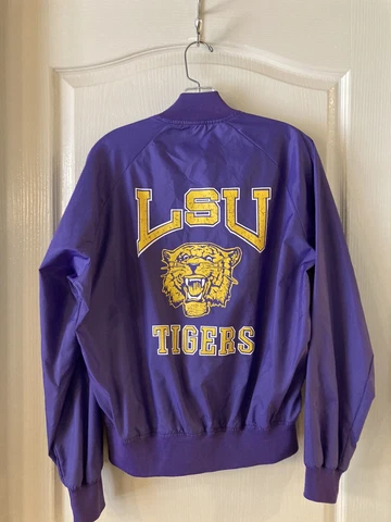 ￼Vintage LSU Tigers Windbreaker Jacket Size Small Snap Front Cover