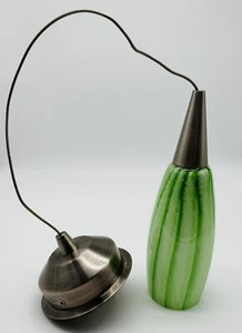 Handgefertigte grüne Kunst Glas Hängeleuchte mit gebürstetem Nickel Finish Anhänger - Bild 1 von 14